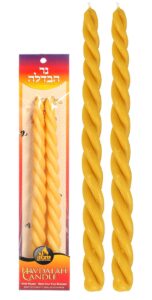 ner mitzvah braided beeswax havdalah candle - 2 pack - 10" hand dipped bees wax braided candle - thick round twist braid - shabbat judaica gift