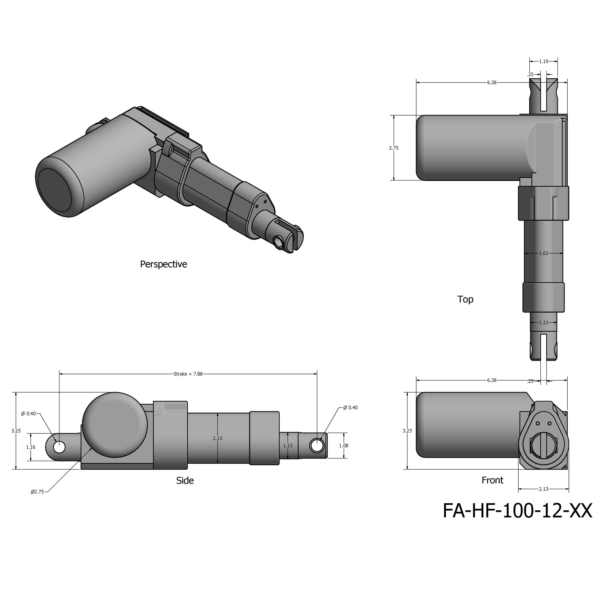 Linear Actuator IP66 Rated Deluxe High Force Motion 100lb Capacity 6 Inch Stroke