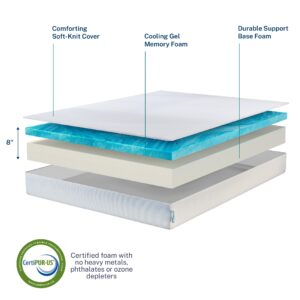 Sleep Innovations Marley 8 Inch Cooling Gel Memory Foam Mattress, Twin Size, Bed in a Box, Medium Firm Support