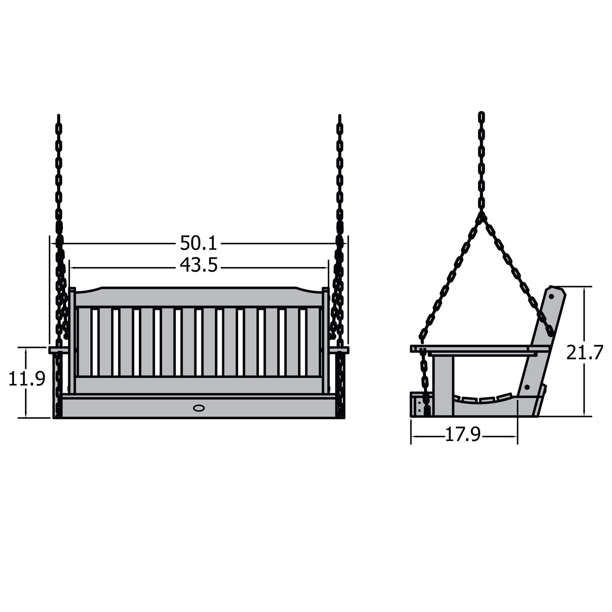 Highwood AD-PORL2-WHE Lehigh Porch Swing, 4 Feet, White