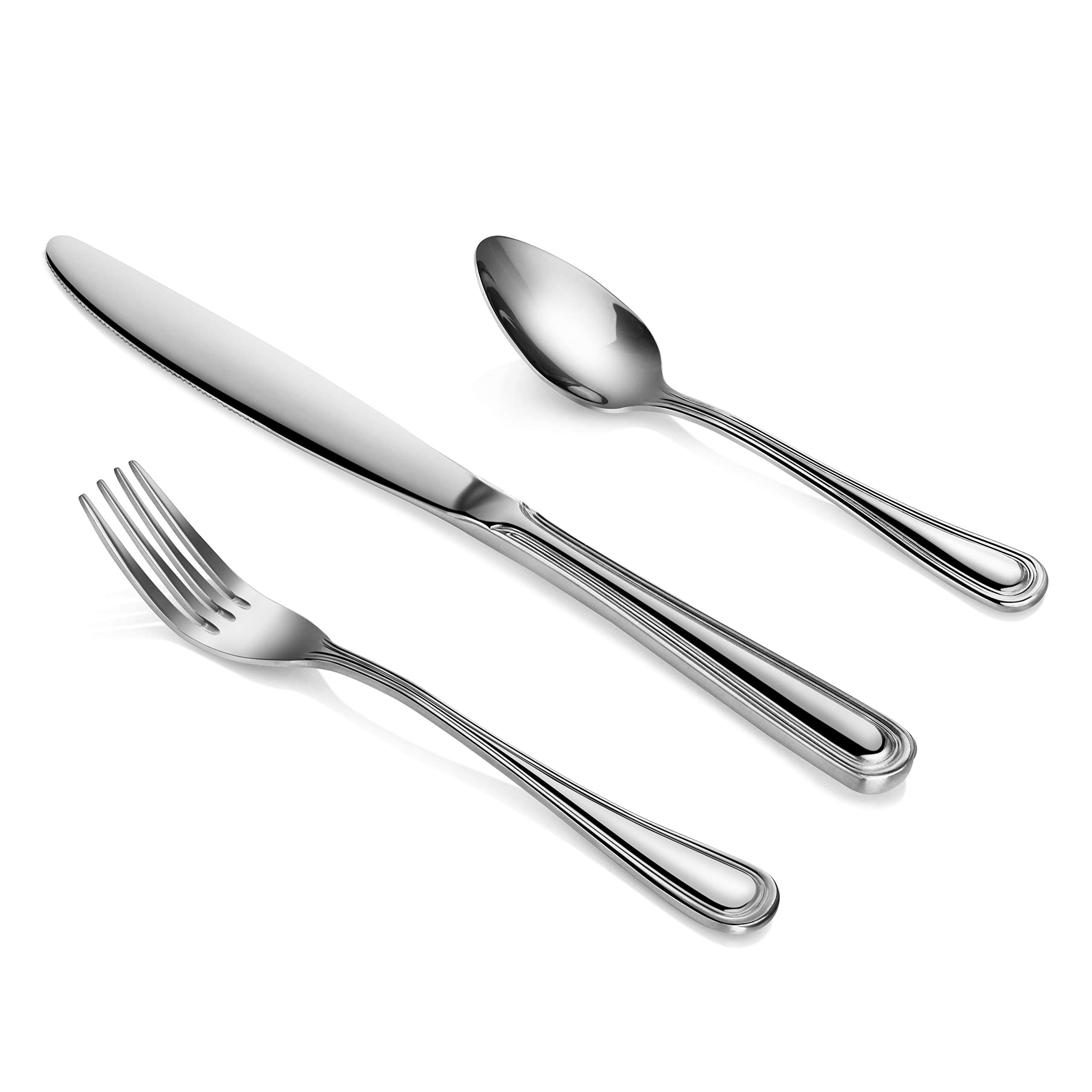 New Star Foodservice 58864 Slimline Pattern, 18/0 Stainless Steel, 36-Piece Flatware Set