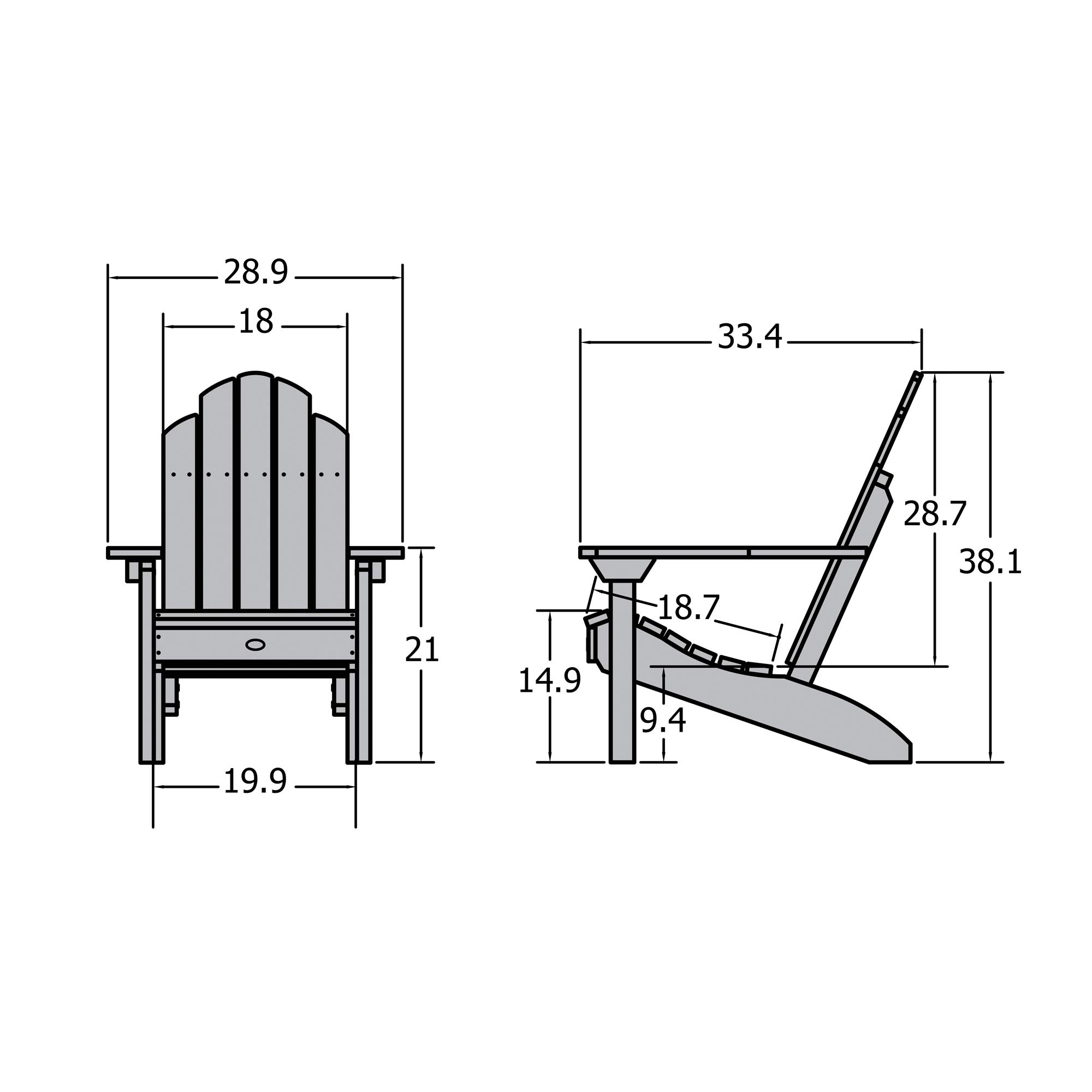 Highwood AD-CLAS1-BKE Classic Westport Adirondack Chair, Black