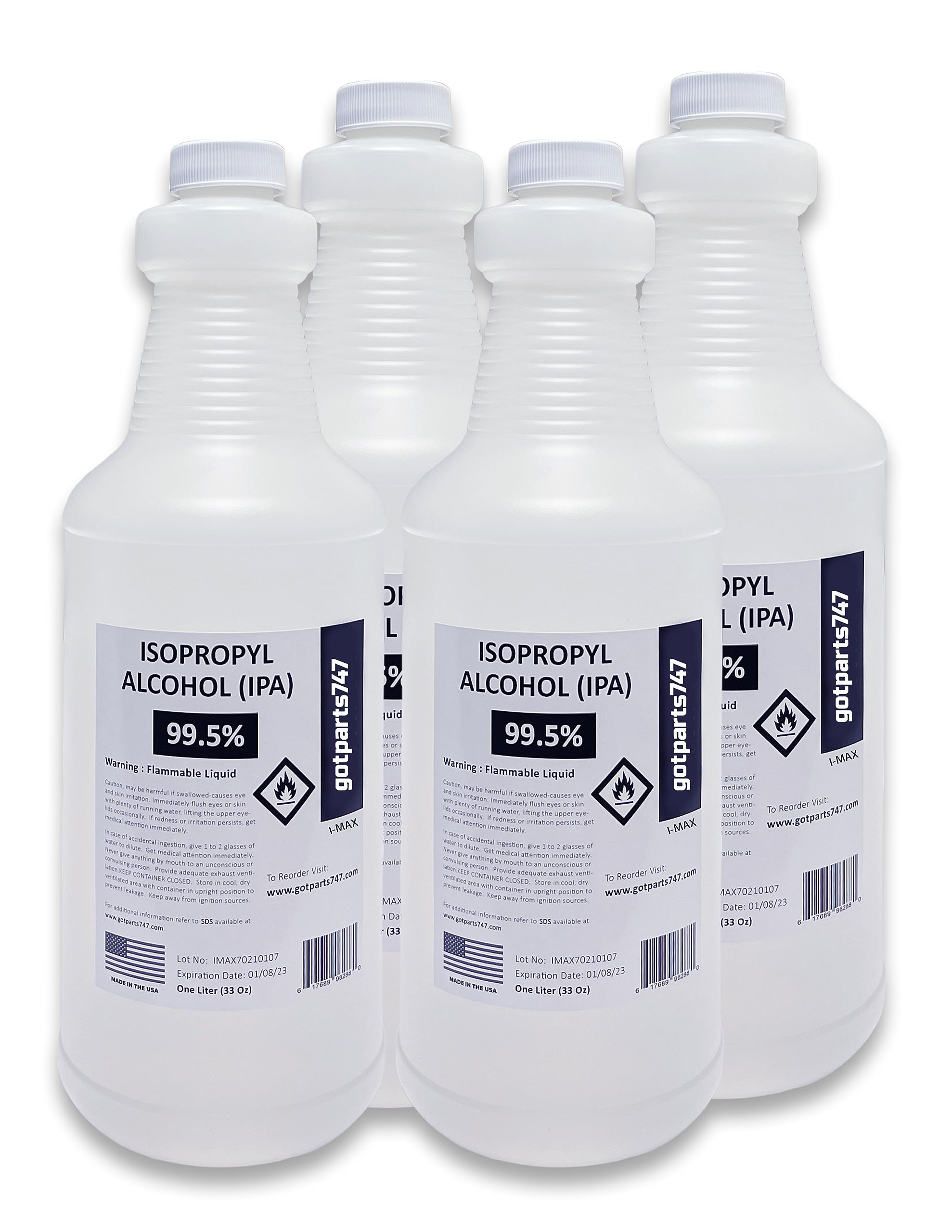 Isopropyl Alcohol 99.5% - 4 x 1000 ml (More Than ONE Gallon) USP Grade - Made in The USA