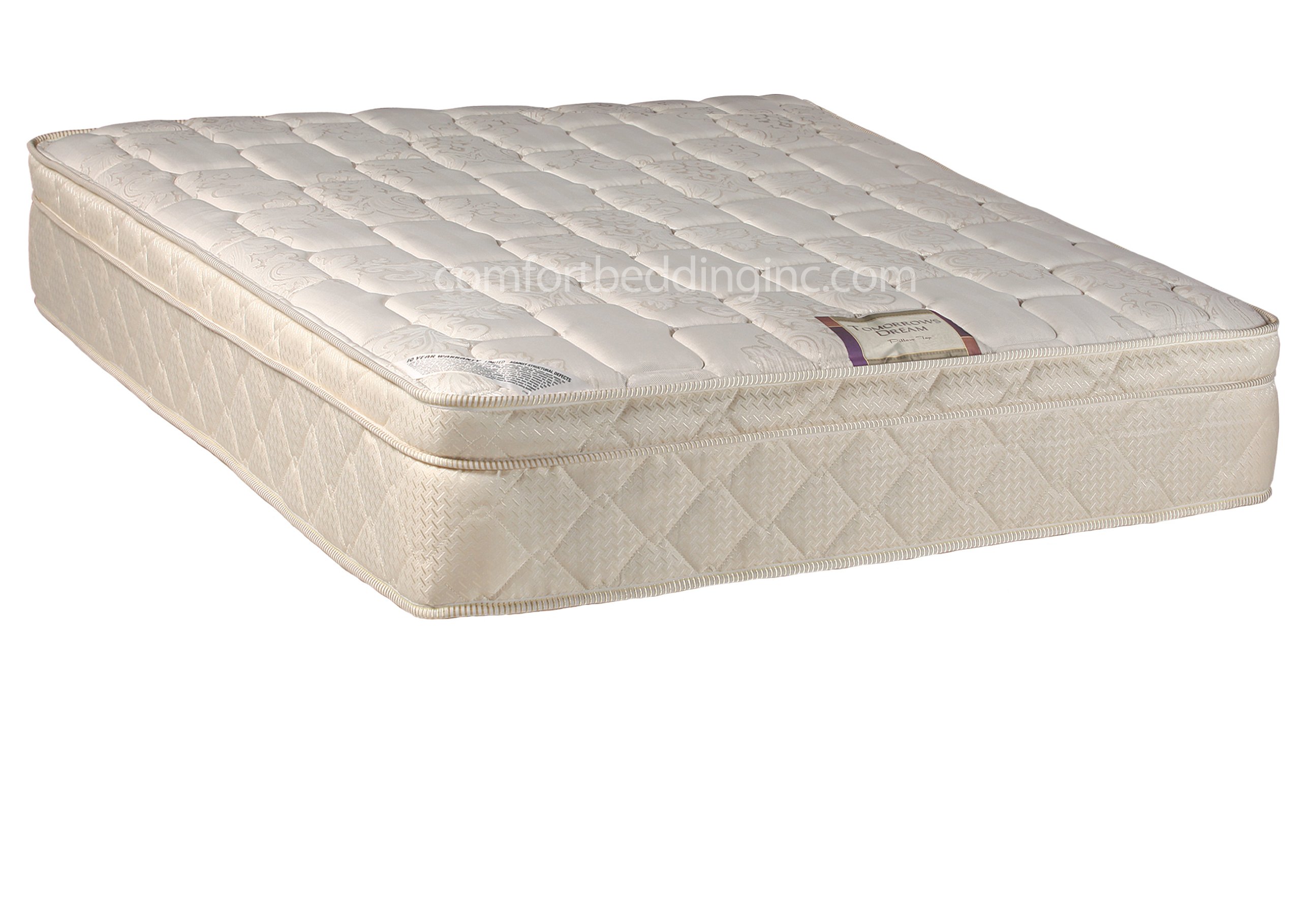 Continental Sleep Eurotop Pillowtop Innerspring Mattress and 8" Wood Boxspring/Foundation Set, Full, Gold