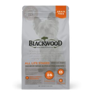 blackwood special diet all life stages dry dog food, 5lb., salmon meal & field pea recipe, sensitive skin and stomach, grain free dog food