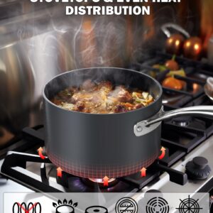 Cooks Standard 3-Quart Hard Anodized Nonstick Saucepan with Lid, Black,NC-00342