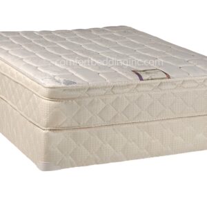 Continental Sleep Eurotop Pillowtop Innerspring Mattress and 8" Wood Boxspring/Foundation Set, Full, Gold