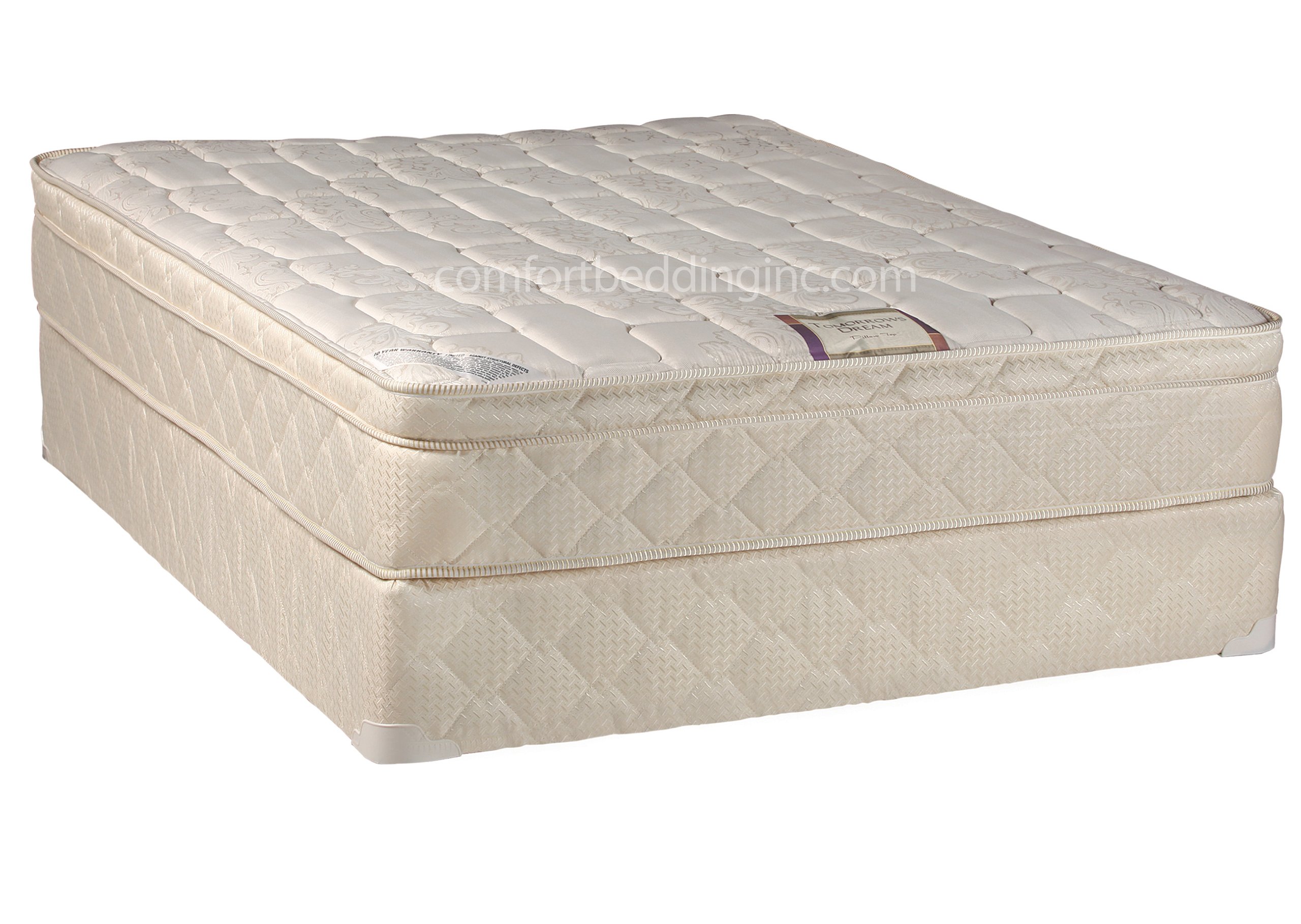 Continental Sleep Eurotop Pillowtop Innerspring Mattress and 8" Wood Boxspring/Foundation Set, Full, Gold