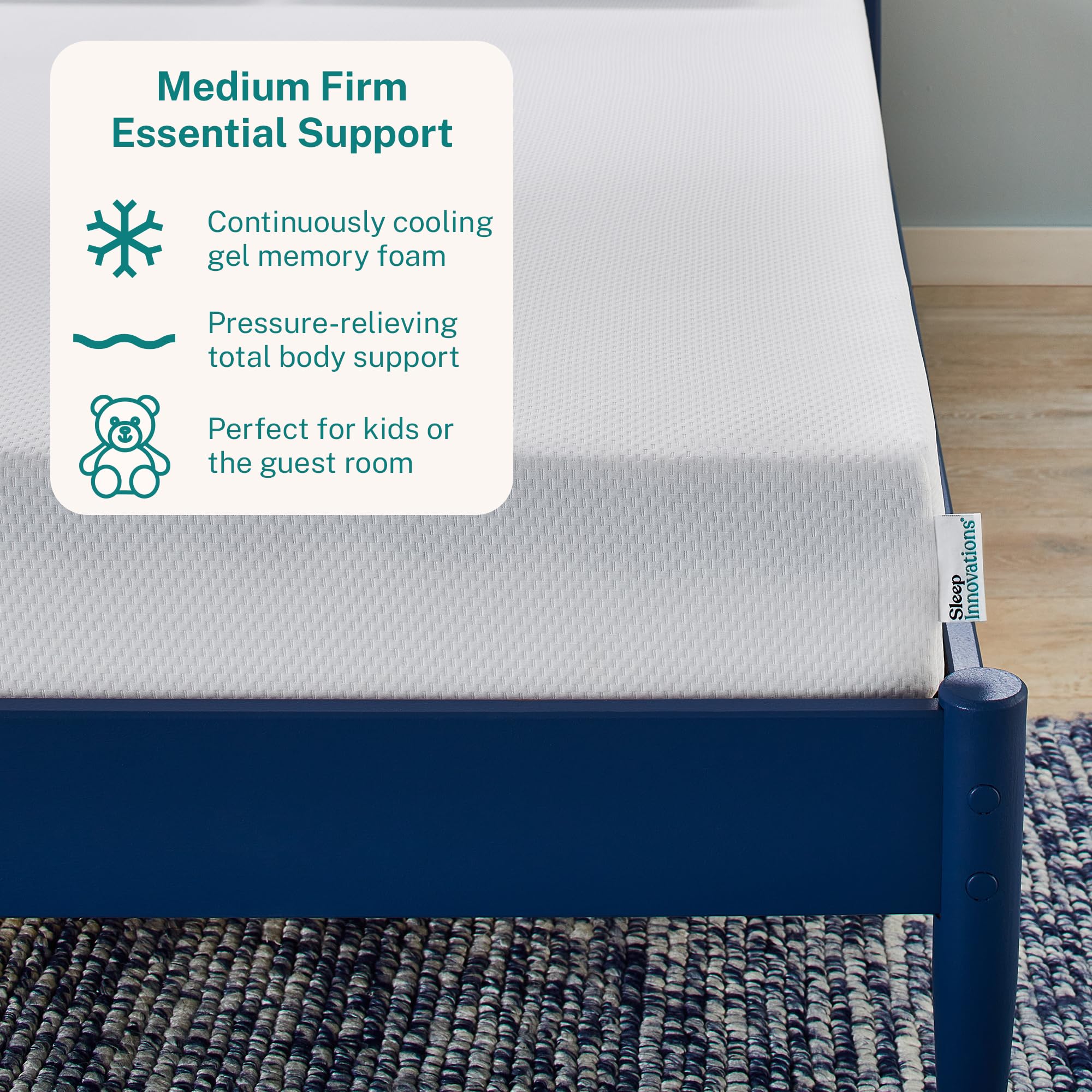 Sleep Innovations Marley 8 Inch Cooling Gel Memory Foam Mattress, Twin Size, Bed in a Box, Medium Firm Support