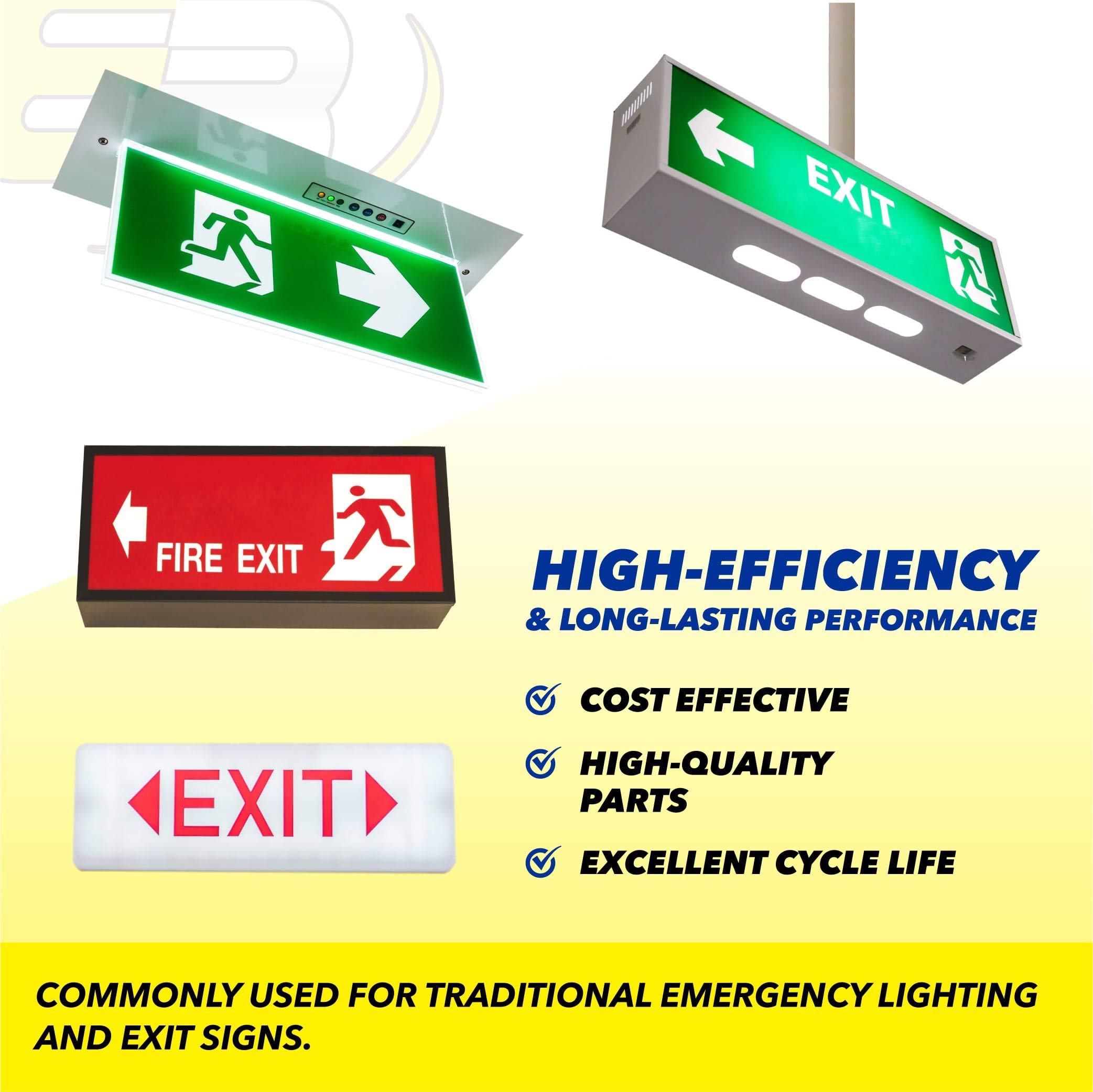 Emergency/Exit Lighting Battery Fits and Replaces ANIC0865 Custom-276 Atlight 100-3-86 REV 1 ANIC0148 OSI OSA030 2KR600AAH4P BNP2700B Astralite 20-0019B WD-AA600X2-S3 Dual-Lite SCSRBNE