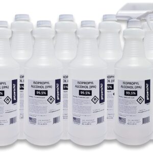 8 X 1000 ml (8 Liters/More Than 2 Gallons) High Purity Isopropyl Alcohol IPA 99.5% - Includes a Trigger Sprayer