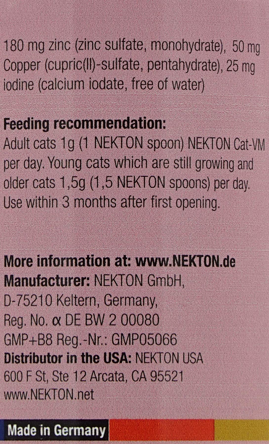 NEKTON Cat-VM Vitamins, Minerals, Taurine, and Arginine for All Cats 150gm / 5.29oz