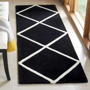 safavieh chatham collection 2'3" x 5' black/ivory cht720k handmade diamond trellis premium wool accent rug