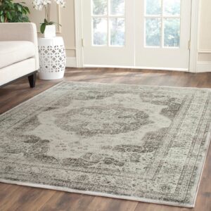 SAFAVIEH Vintage Collection Area Rug - 9' x 12', Grey & Multi, Oriental Traditional Distressed Viscose Design, Ideal for High Traffic Areas in Living Room, Bedroom (VTG158-770)