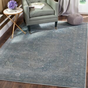 SAFAVIEH Vintage Collection Area Rug - 9' x 12', Grey & Multi, Oriental Traditional Distressed Viscose Design, Ideal for High Traffic Areas in Living Room, Bedroom (VTG158-770)