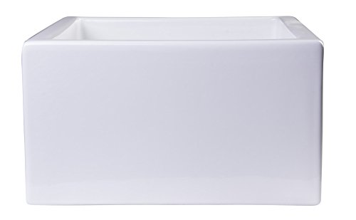 ALFI brand AB2418SB-W Smooth Thick Wall Fireclay Single Bowl Farm Sink, 24", White