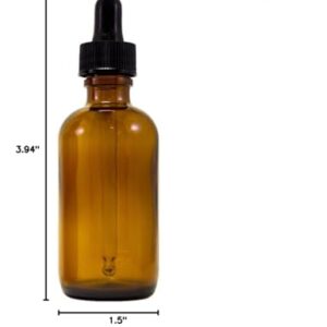 2 Oz (60 ml) Amber Boston Round Glass Bottle w/Dropper - Pack of 12