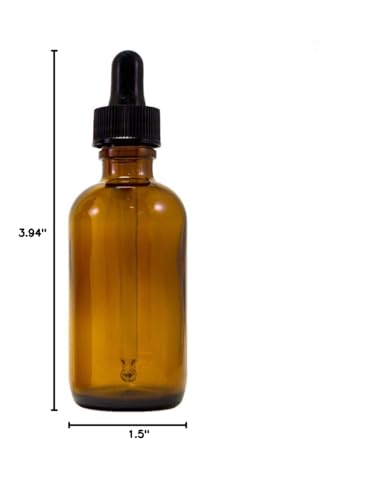 2 Oz (60 ml) Amber Boston Round Glass Bottle w/Dropper - Pack of 12