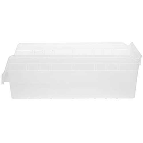 Akro-Mils 30088 Plastic Nesting ShelfMax Storage Bin Box, (18-Inch x 8-Inch x 6-Inch), Clear, (8-Pack)