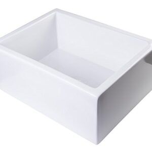 ALFI brand AB2418SB-W Smooth Thick Wall Fireclay Single Bowl Farm Sink, 24", White