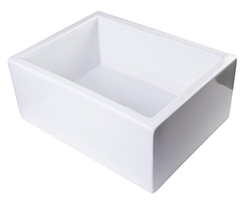 ALFI brand AB2418SB-W Smooth Thick Wall Fireclay Single Bowl Farm Sink, 24", White