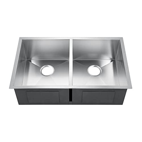 Jenessa Double Bowl Stainless Kitchen Sink 33" W x 20" D x 10" H