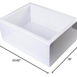 ALFI brand AB2418SB-W Smooth Thick Wall Fireclay Single Bowl Farm Sink, 24", White