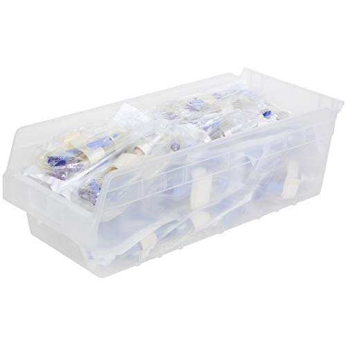 Akro-Mils 30088 Plastic Nesting ShelfMax Storage Bin Box, (18-Inch x 8-Inch x 6-Inch), Clear, (8-Pack)