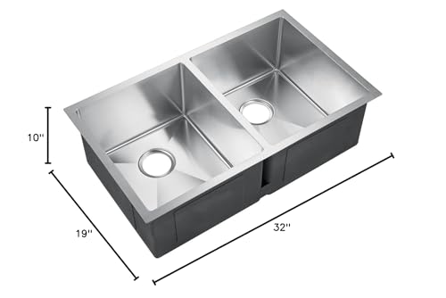 Geraldine Double Bowl Stainless Kitchen Sink 32" W x 19" D x 10" H