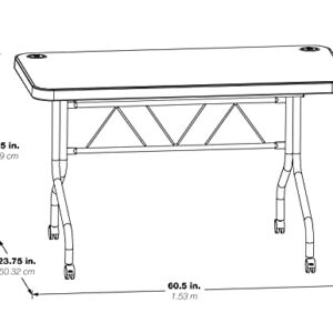 Office Star Resin Multipurpose Flip Training Table with Locking Casters for Home or Office Use, 5 Feet Light Gray