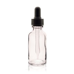 premium vials b36-pk12 boston round glass bottle with dropper, 1 oz capacity, clear (pack of 12)