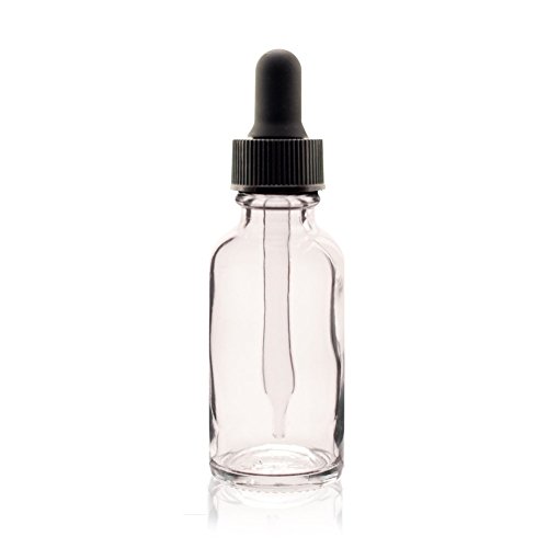 Premium Vials B36-pk12 Boston Round Glass Bottle with Dropper, 1 oz Capacity, Clear (Pack of 12)