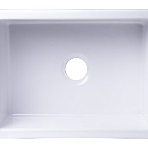 ALFI brand AB2418SB-W Smooth Thick Wall Fireclay Single Bowl Farm Sink, 24", White