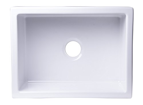 ALFI brand AB2418SB-W Smooth Thick Wall Fireclay Single Bowl Farm Sink, 24", White