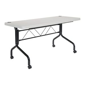 office star resin multipurpose flip training table with locking casters for home or office use, 5 feet light gray