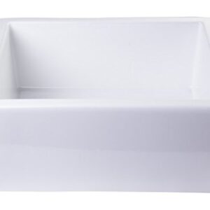 ALFI brand AB2418SB-W Smooth Thick Wall Fireclay Single Bowl Farm Sink, 24", White