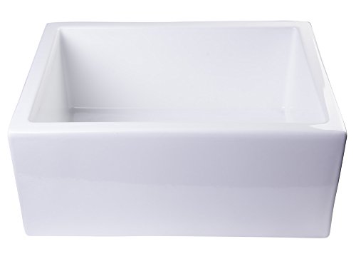 ALFI brand AB2418SB-W Smooth Thick Wall Fireclay Single Bowl Farm Sink, 24", White