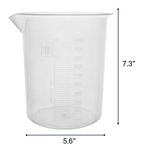 EISCO Plastic Beaker, 5000ml - Polypropylene Plastic - Raised Graduations, Tapered Spout - Euro Design