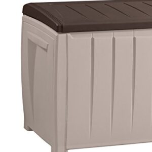 Keter Novel Outdoor Plastic Storage Box Garden Furniture, Beige and Brown, 124 x 55 x 62.5 cm