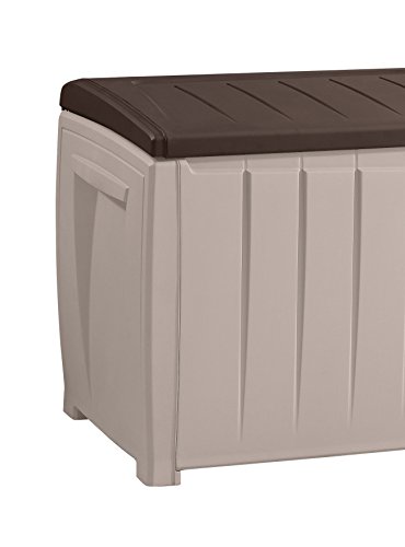 Keter Novel Outdoor Plastic Storage Box Garden Furniture, Beige and Brown, 124 x 55 x 62.5 cm