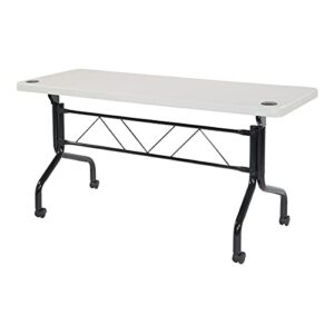 Office Star Resin Multipurpose Flip Training Table with Locking Casters for Home or Office Use, 5 Feet Light Gray