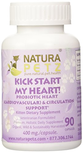 Natura Petz Kick Start My Heart Probiotic Cardiovascular and Circulation Support for Kittens, 90 Capsules, 400mg Per Capsule