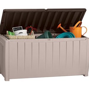 Keter Novel Outdoor Plastic Storage Box Garden Furniture, Beige and Brown, 124 x 55 x 62.5 cm