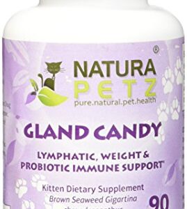 Natura Petz Gland Candy Lymphatic, Weight Loss and Probiotic Immune Support for Kittens, 90 Capsules, 500mg Per Capsule