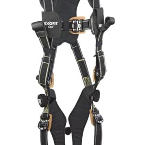 3M DBI-SALA ExoFit NEX 1113327 Full Body Arc Flash Rescue Harness, Back/Front Web Rescue Loops, Nomex/Kevlar Web, Comfort Padding, Locking QC Leg Straps, Large, Black