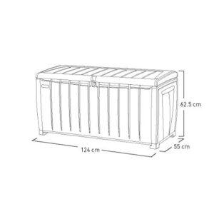 Keter Novel Outdoor Plastic Storage Box Garden Furniture, Beige and Brown, 124 x 55 x 62.5 cm