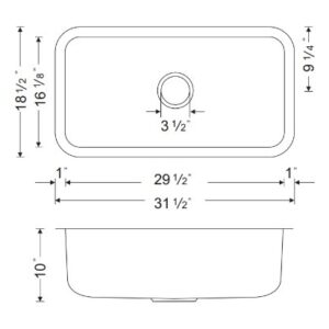 Wells CMU3118-10-1 Craftsmen Series Stainless Steel Kitchen Sink Package, 31", Brushed Matte Finish