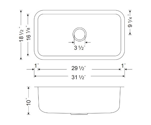 Wells CMU3118-10-1 Craftsmen Series Stainless Steel Kitchen Sink Package, 31", Brushed Matte Finish