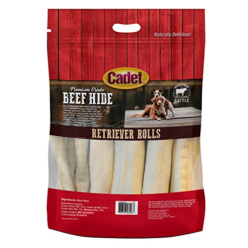 Cadet Premium Grade Beef Hide Retriever Rolls for Dogs 20 Pack, 5 Pounds