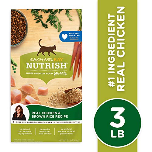 Nutrish Rachael Ray Premium Natural Dry Cat Food with Added Vitamins, Minerals & Other Nutrients, Real Chicken & Brown Rice Recipe, 3 Pound Bag